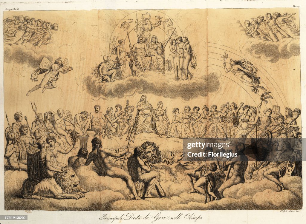 Principal Greek gods on Mount Olympus