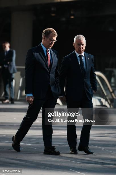 The President of the PP, Alberto Nuñez Feijoo and the Lehendakari Iñigo Urkullu , on their arrival at the inauguration of the XXVI National Congress...