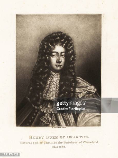 Henry Fitzroy, 1st Duke of Grafton, 1663-1690. Illegitimate son of King Charles II and Barbara Villiers, Duchess of Cleveland. Mezzotint engraving by...