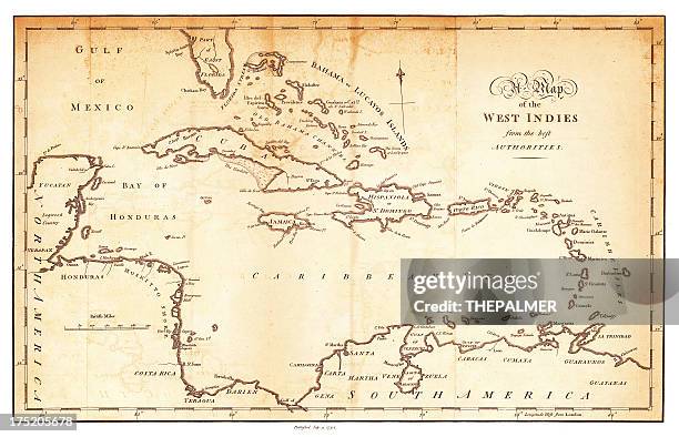 illustrations, cliparts, dessins animés et icônes de west indies carte antique 1794 - barbados map