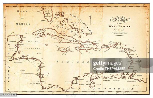 west indies antique map 1794 - barbados stock illustrations