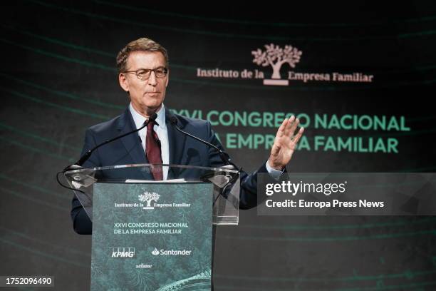 The President of the Partido Popular, Alberto Nuñez Feijoo, gives a speech entitled "Talent as a Lever for Growth", during the XXVI National Congress...