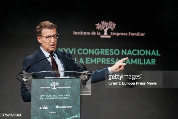 The President of the Partido Popular, Alberto Nuñez Feijoo, gives a speech entitled "Talent as a Lever for Growth", during the XXVI National Congress...