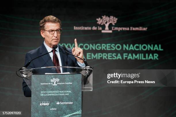 The President of the Partido Popular, Alberto Nuñez Feijoo, gives a speech entitled "Talent as a Lever for Growth", during the XXVI National Congress...