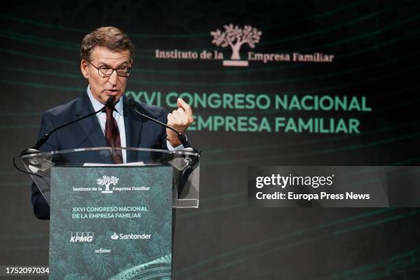 The President of the Partido Popular, Alberto Nuñez Feijoo, gives a speech entitled "Talent as a Lever for Growth", during the XXVI National Congress...