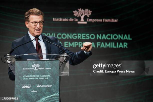 The President of the Partido Popular, Alberto Nuñez Feijoo, gives a speech entitled "Talent as a Lever for Growth", during the XXVI National Congress...