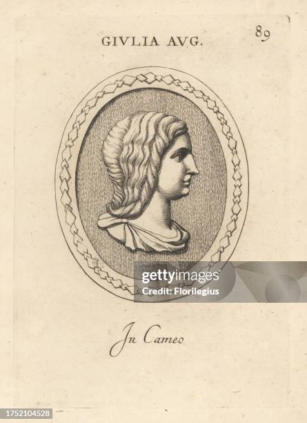 Bust of Julia Domna or Augusta, c.‚Äâ160 ‚Äì 217 AD, Roman empress from 193 to 211 as the wife of Emperor Septimius Severus. Giulia Aug. In cameo....