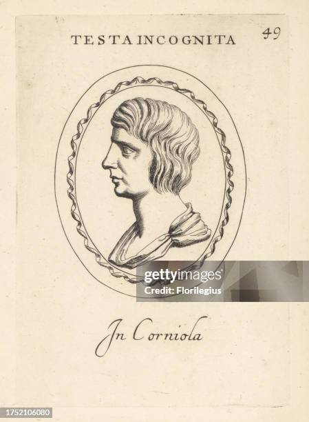 Bust profile of an unknown sitter in carnelian. Said to be Annia Galeria Faustina the Elder, Roman empress and wife of emperor Antoninus Pius. Testa...