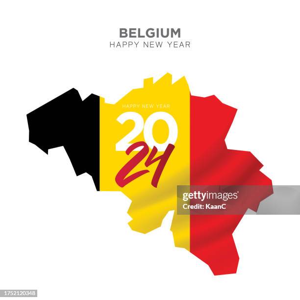 belgium map new year concept design. 2024 happy new year concept for advertising, banners, leaflets and flyers. vector stock illustration. - belgium map stock illustrations