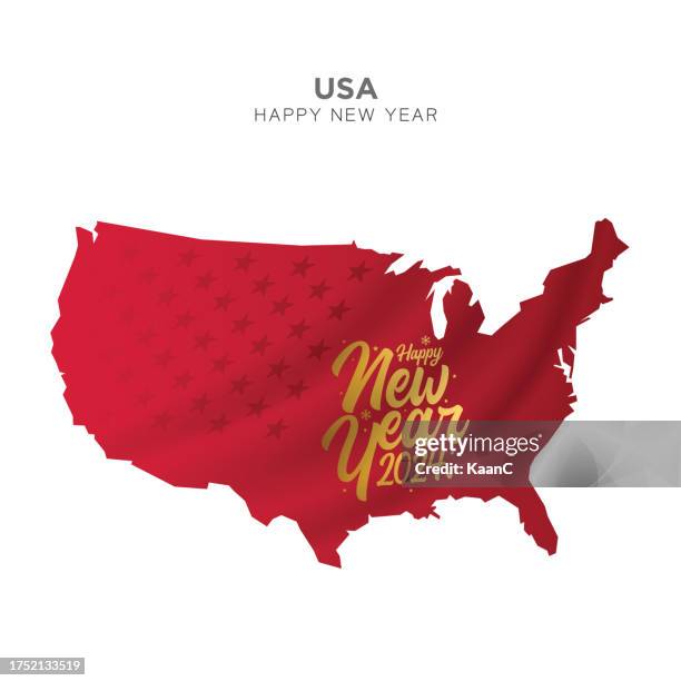 bildbanksillustrationer, clip art samt tecknat material och ikoner med usa map new year concept design. 2024 happy new year concept for advertising, banners, leaflets and flyers. vector stock illustration. - billboard stock illustrations