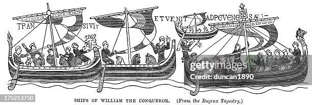 illustrations, cliparts, dessins animés et icônes de ships of william le conquérant - tapisserie de bayeux