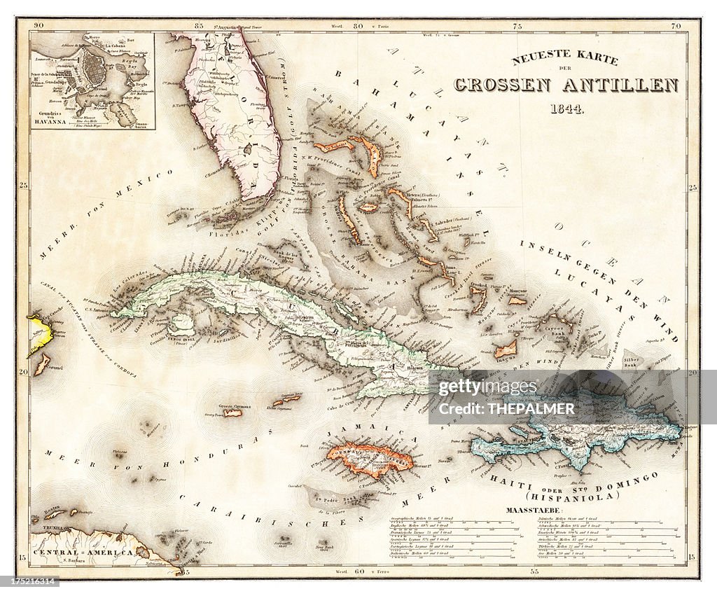 Mappa dei Caraibi 1844