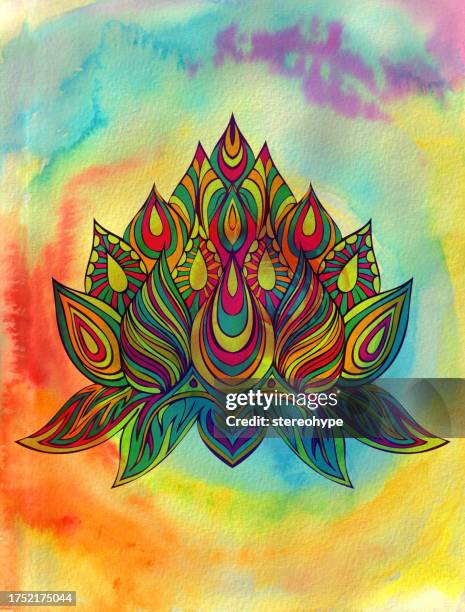 ilustrações, clipart, desenhos animados e ícones de arco-íris de lótus - caqui fruta tropical