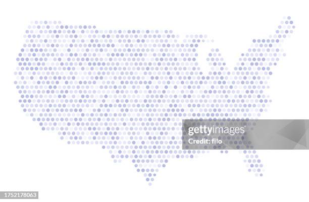 usa dot pixel halftone shape design element - map of united states white background stock illustrations