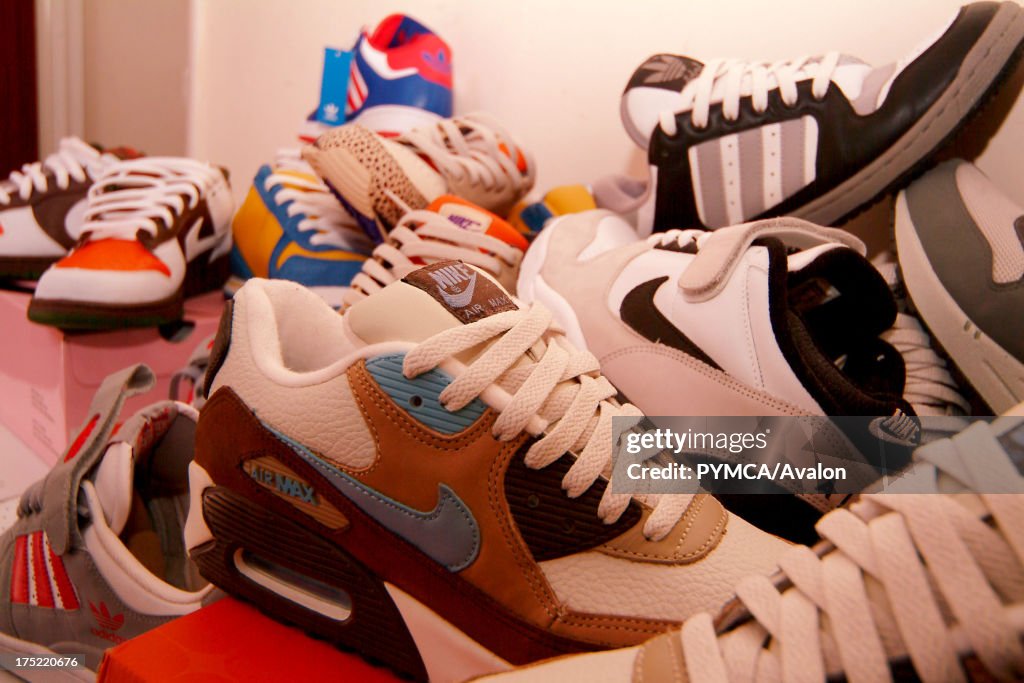 Trainer collection, Nike, Adidas, London, UK 2005