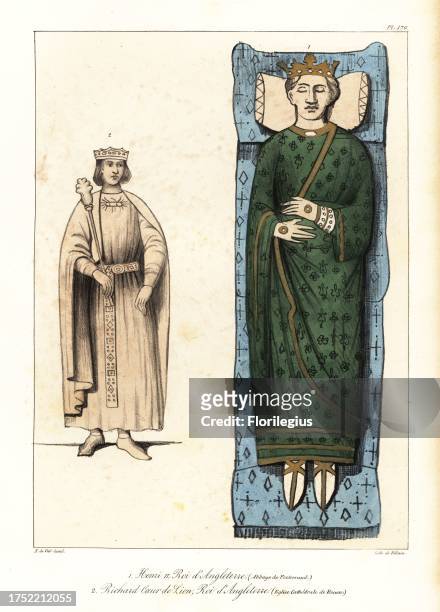 Figure of King Henry II of England and tomb effigy of King Richard I, the Lionheart, of England . Henri II, roi d'Angleterre , Richard, Coeur de...