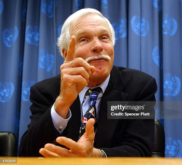 Time Warner Vice Chairman Ted Turner speaks at United Nations headquarters December 11, 2002 in New York City. Turner announced his resignation...