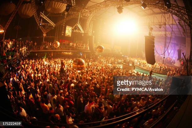 The large crowd on the dancefloor Manumission at Privilege, Ibiza 2005.