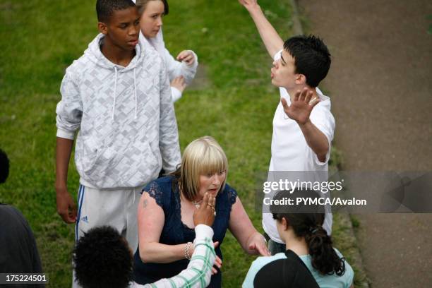 Youths on council estate, Fulham, London, 2008.