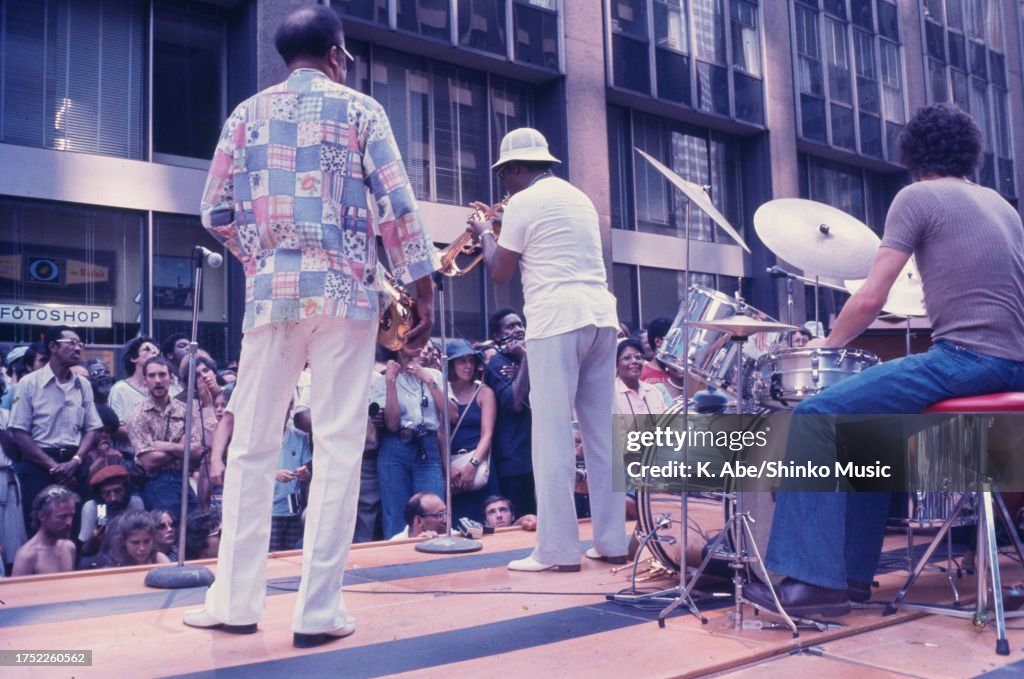 View of American Jazz musician Clark Terry as he performs on stage