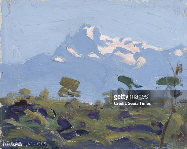 Akseli Gallen-Kallela, 26.4.1865, Pori, 7.3.1931, Stockholm, Sweden, Mount Kenya, 1909 - 1910, 13 × 17 cm, oil.