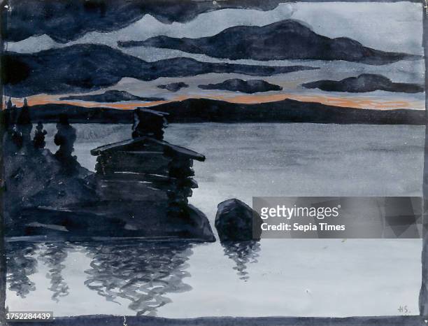 Hugo Simberg, 24.6.1873, Hamina, 12.7.1917, Ähtäri, Evening, 22.7 × 29.2 cm, gouache, watercolour.