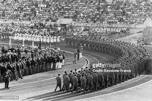La cérémonie d'ouverture des Jeux olympiques d'été de Rome, le 25 août 1960.