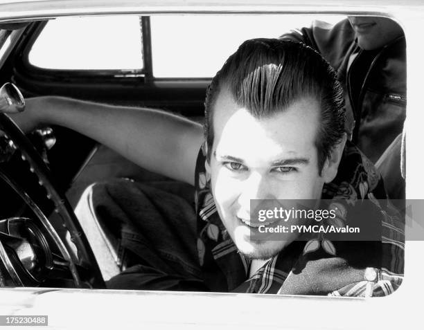 Rockabilly in his car. Viva Las Vegas weekend. 2005.