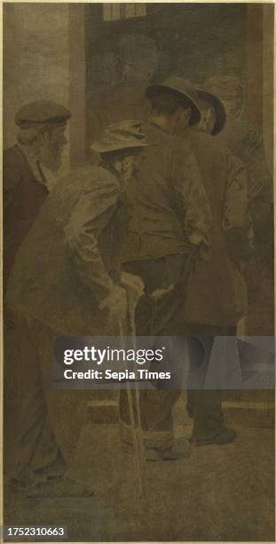 La Bouchée de pain, group of men going up the stairs, Pelez, Fernand, Painter, Between 1904, 1st quarter 20th century, Painting, Oil painting,...