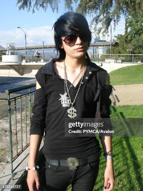 Emo girl wearing sunglasses in the park, Santiago, Chile 2007.