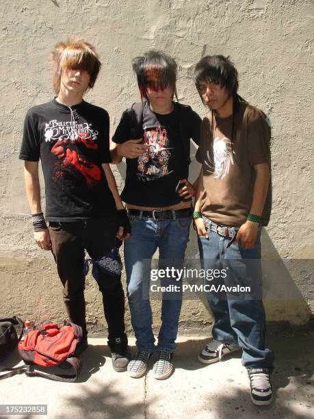 Emo boys in band t shirts and jeans, Santiago, Chile 2007.
