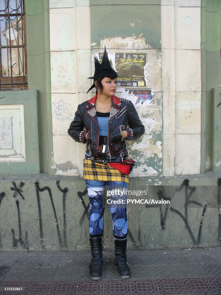 Female punk on the street, Santiago, Chile 2007