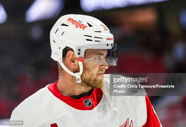Andrew Copp of the Detroit Red Wings skates against the Ottawa Senators at Canadian Tire Centre on October 21, 2023 in Ottawa, Ontario, Canada.