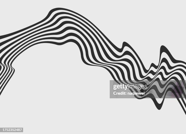 vektor monochrome einfache wellige wellenstreifen strukturierter fließender bandmusterhintergrund - ripple grid stock-grafiken, -clipart, -cartoons und -symbole