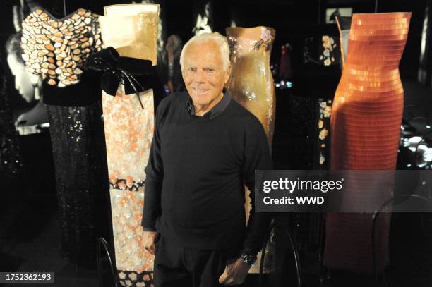 Fashion designer Giorgio Armani at the SuperPier at Hudson River Park.