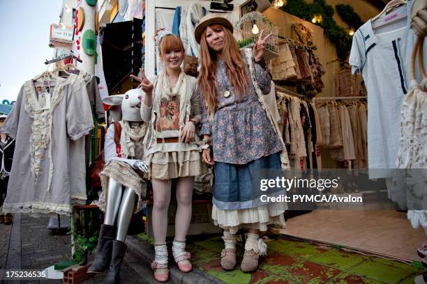 Portraits of two Mori Girls in Harajuku Tokyo 2010.