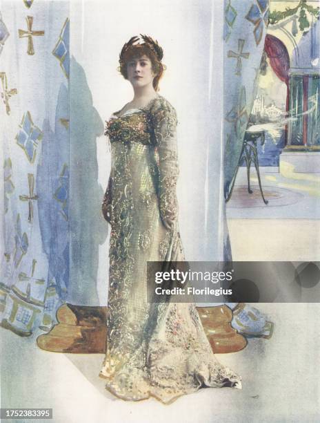 Mme. Jane Hading as Empress Josephine in Plus Que Reine, a historical play by Emile Bergerat, Porte-Saint-Martin, Paris, 1899. Jane Hading,...