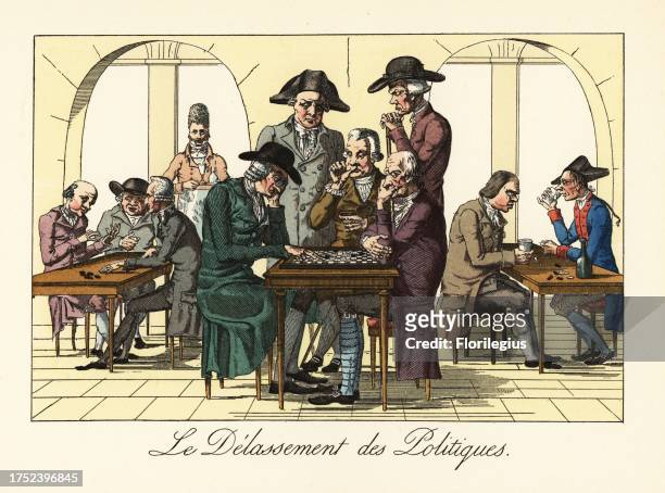 Old men playing checkers in Cafe de la Regence, a Palais Royale cafe famous for chess. Jeu de dames. Le Delassement des Politiques. Copied from Aaron...