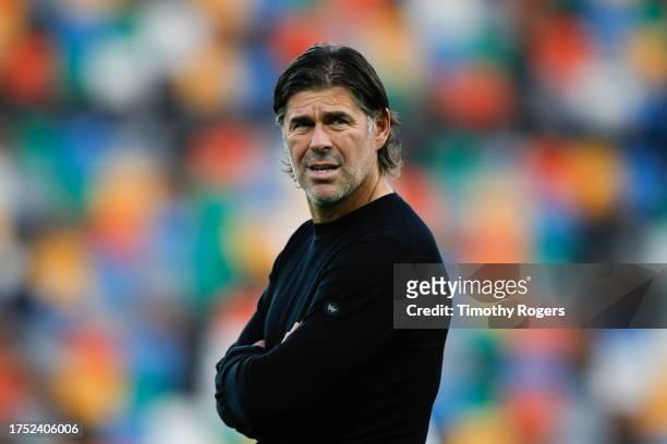 Manager of Udinese, Andrea Sottil, before kick off at the Serie A TIM match between Udinese Calcio and US Lecce at Bluenergy Stadium on October 23,...