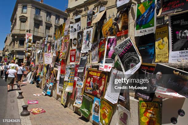 Playbills during the Summer Festival of Avignon to announce plays and spectacles. Avignon. Vaucluse. Rhone valley. Provence. France