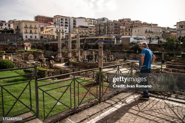 The general view of the archaeological remains of the Roman market also known as the Temple of Serapis and famous for the phenomenon of bradyseism on...