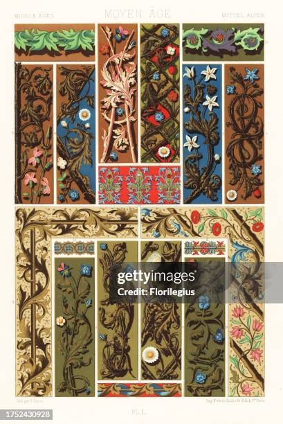 Illuminated manuscripts, 15th century. Flowers and foliage in the French and Flemish schools from a Book of Hours of the Marquis of Paulmy 1-10,...