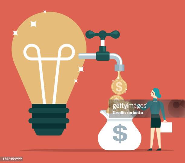 money idea - businesswoman - salary drop illustration stock illustrations
