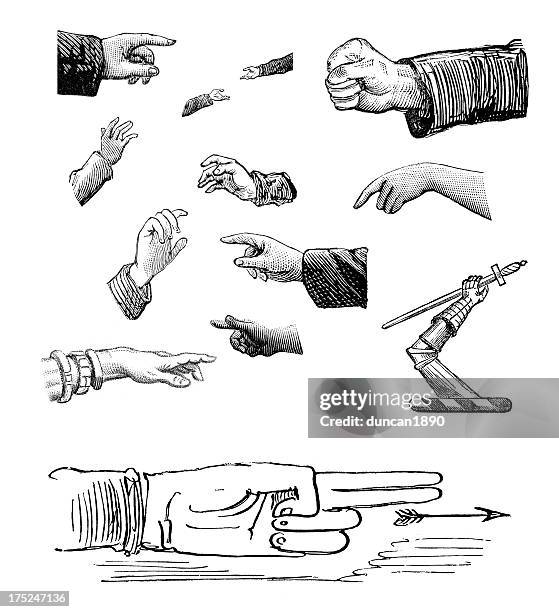 retro design elements - hands - beckoning stock illustrations