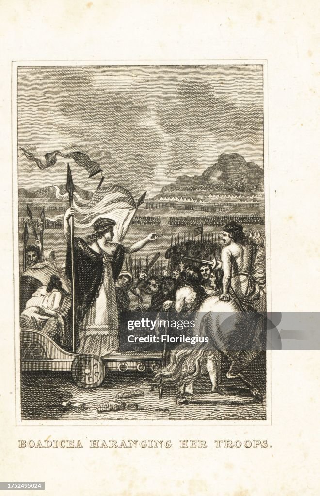 Queen Boudica leading the Britons against the Roman Empire at the Battle of Watling Street
