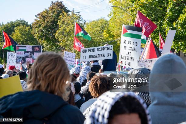 Minneapolis, Minnesota, March for Palestine. Thousands of people rally in support of Palestinians and condemn the bombings in Gaza.