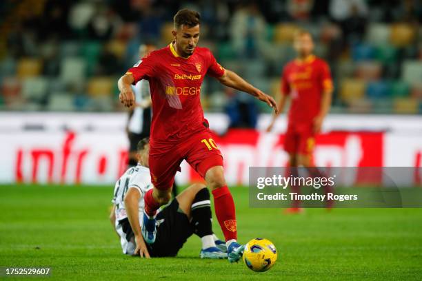 Remi Oudin of Lecce during the Serie A TIM match between Udinese Calcio and US Lecce at Bluenergy Stadium on October 23, 2023 in Udine, Italy.