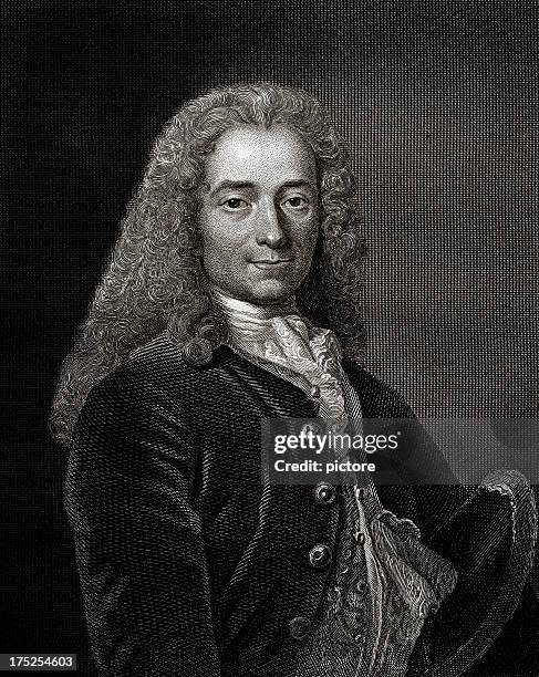 voltaire, french writer and philosopher. - french culture stock illustrations