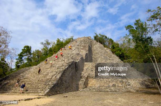 Nohoch Mul Pyramid. Mayan ruins of Coba, Caribe. Quintana Roo state. Mayan Riviera. Yucatan Peninsula. Mexico