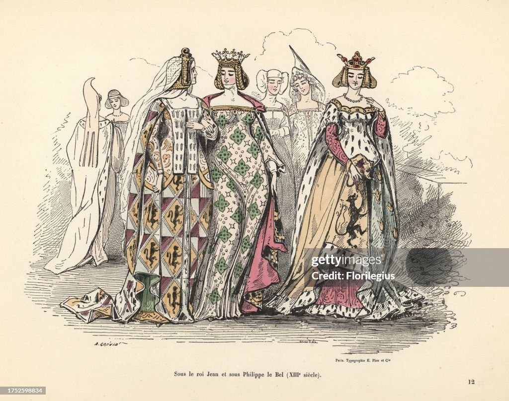 Costumes of noble women in the era of King John II and Philip the Good of France